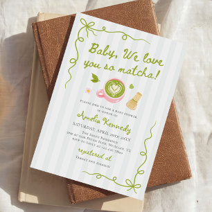 We Love You So Matcha Green Tea Baby Shower Invitation