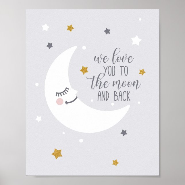 We love you to the moon and back wall art for kids (Front)