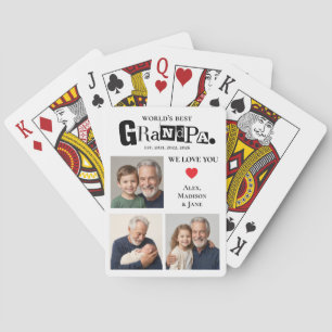 We love you World's Best Grandpa Grankids Photos Playing Cards