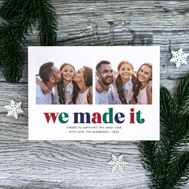 We Made It Two Photo Christmas Holiday Card (Creator Uploaded)