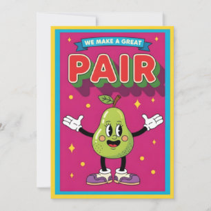 We Make a Great Pair fun fruit lover kawaii pear Thank You Card