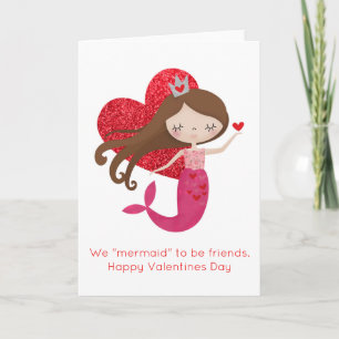 We "Mermaid" to be friends Valentine Pun card