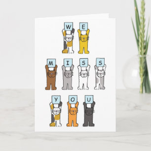 We Miss You Cartoon Cats Card