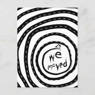 we moved announcement (spiral road) postcard