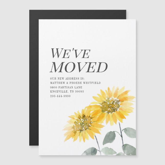 We Moved Botanical Sunflower Moving Announcement (Front/Back)