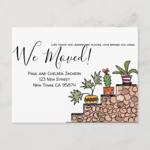 We Moved Cactus Postcard
