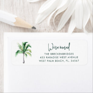 We Moved Coastal Palm Tree Return Address Label