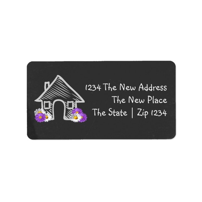 We Moved Home Blackboard Doodle Personalised Label (Front)