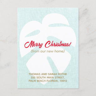 We Moved Monstera Tropical Leaf  Christmas  Postca Postcard