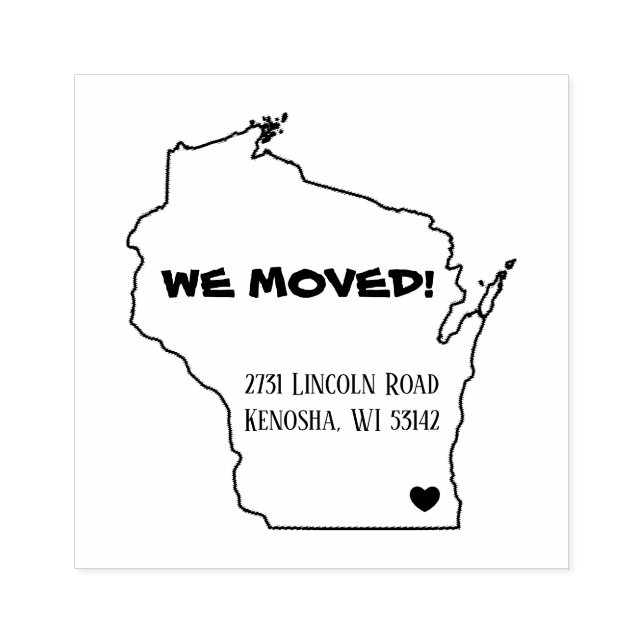 WE MOVED NEW ADDRESS KENOSHA WISCONSIN RUBBER STAMP (Imprint)
