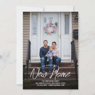 We moved New Home Typogrtpahy Family Photo Moving Announcement