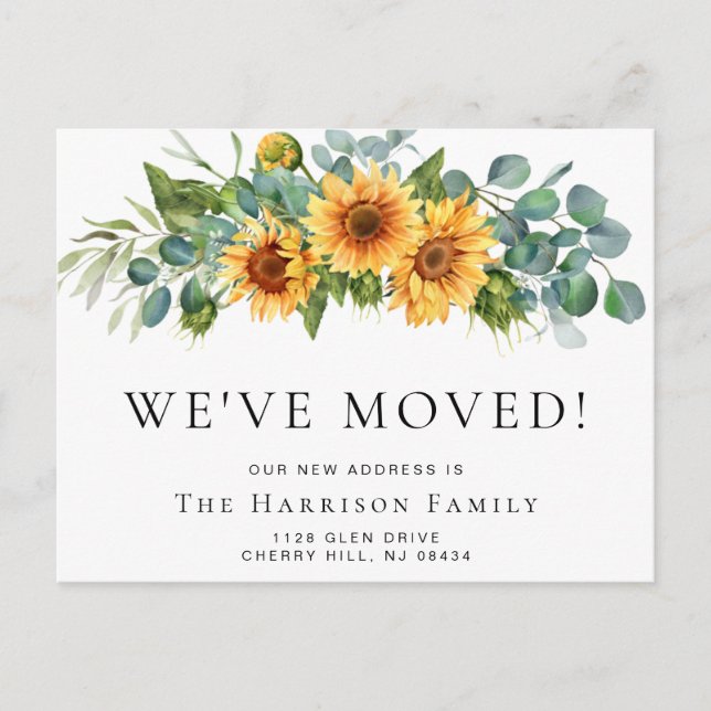 We Moved Sunflower Eucalyptus Moving Announcement Postcard (Front)