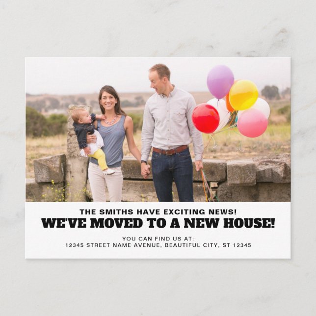 We Moved To A New House Home Address Photo Moving Announcement Postcard (Front)