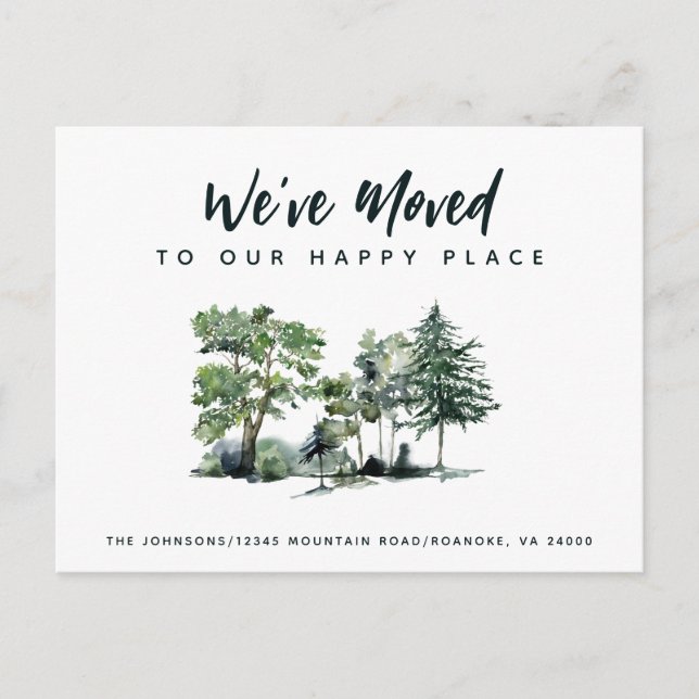 We Moved to Our Happy Place New Address Announcement Postcard (Front)