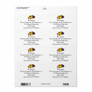 We moved, truck themed new address labels