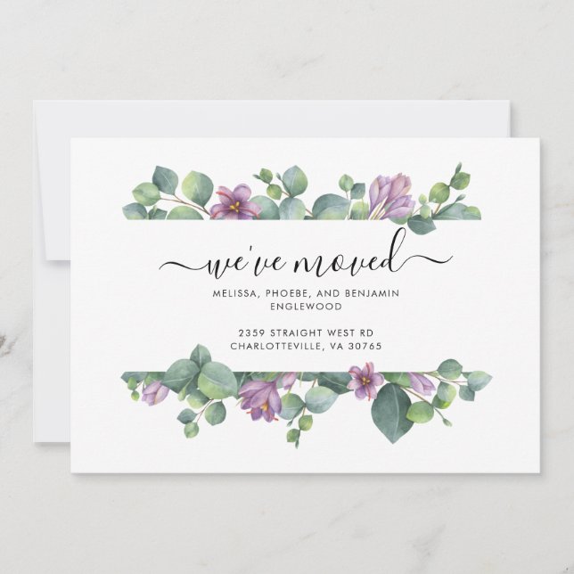 We Moved Watercolor Eucalyptus Moving Announcement (Front)