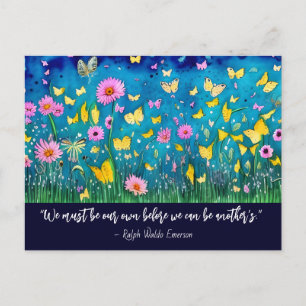 We Must Be Our Own Quote Floral Postcard