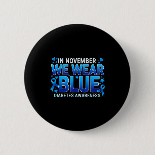 We November Blue Ribbon Diabetes Awareness 6 Cm Round Badge