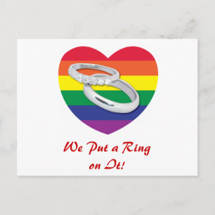 We Put a Ring on It Gay Wedding Postcard