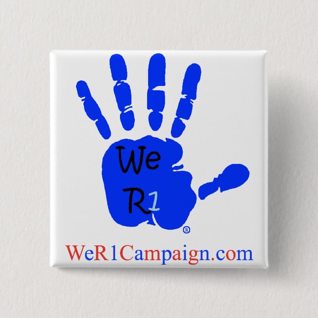 We R1 Blue Hand Button (Front)