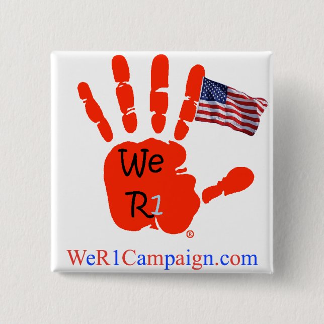 We R1 Red (USA Flag) Hand Button (Front)