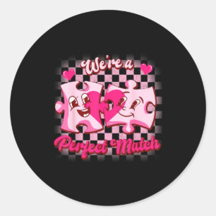 We’re A Perfect Match Love Puzzle Funny Valentines Classic Round Sticker