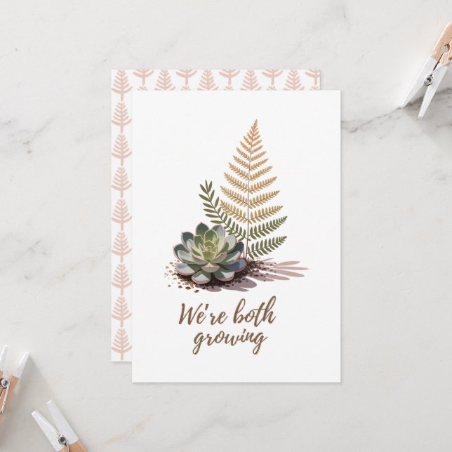 We’re Both Growing Botanical Succulent Design Invitation (Front/Back In Situ)