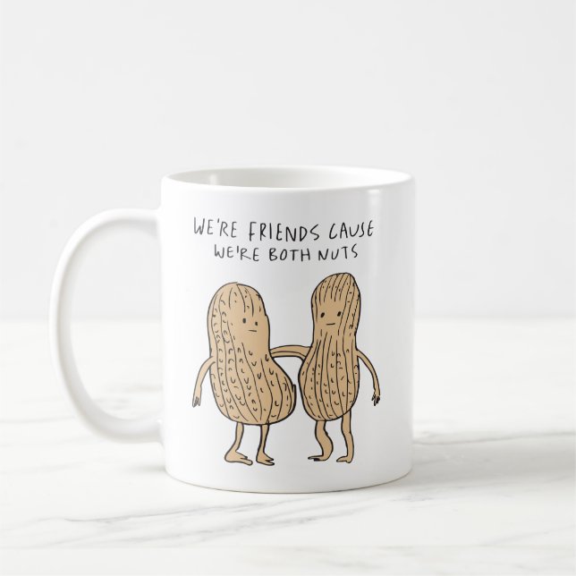 We’re Both Nuts Peanut Friends Pun Coffee Mug (Left)