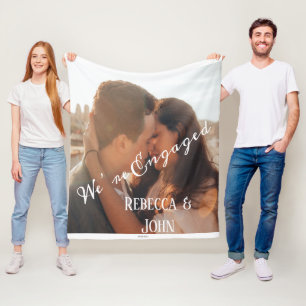 We’re Engaged Couple Photo  Fleece Blanket