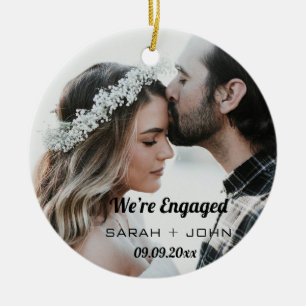 We’re Engaged Photo Personalised Ceramic Ornament
