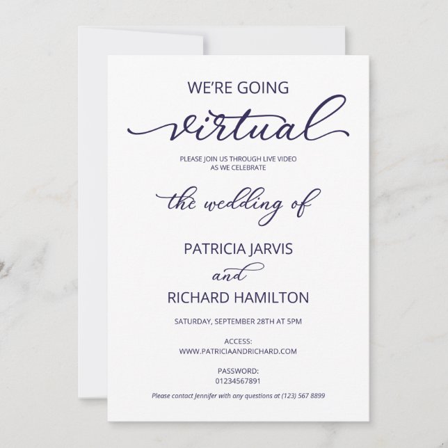 We’re Going Virtual Social Distancing Wedding Invitation (Front)