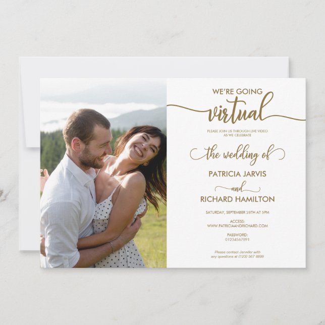 We’re Going Virtual Social Distancing Wedding Invitation (Front)