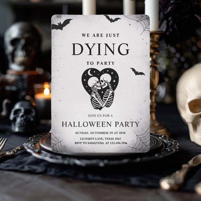 We’re Just Dying to Party | Gothic Skeleton Holiday Card (Creator Uploaded)