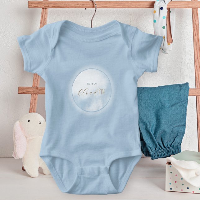 We´re on Cloud 9 Newborn Boy Blue Baby Shower Baby Bodysuit (We´re on Cloud 9 Newborn Blue Baby Shower Baby Bodysuit Front ©Susanne Sachers - Sunny Mind 🌞)