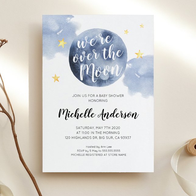 We`re over the Moon Baby Shower Invitation (Creator Uploaded)