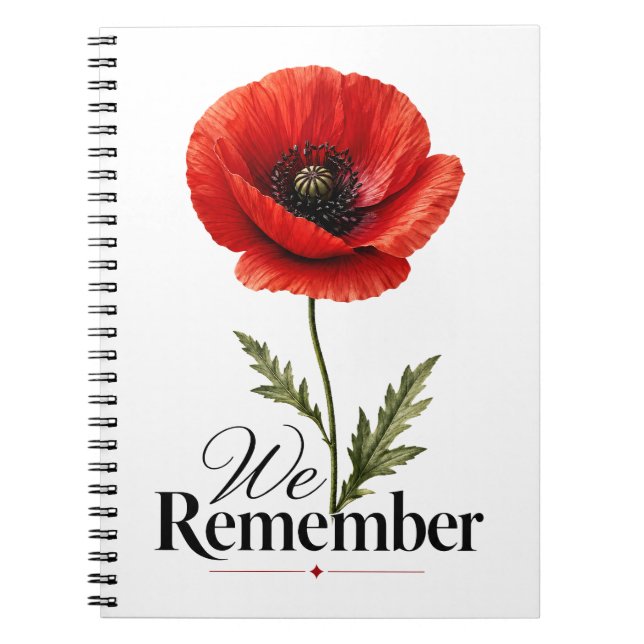We Remember – Red Poppy Memorial Day Tribute Notebook (Front)