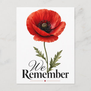 We Remember – Red Poppy Memorial Day Tribute Postcard