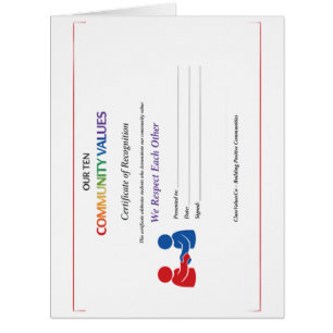 We Respect Each Other Certificate Award