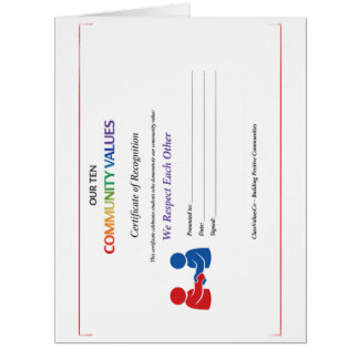 We Respect Each Other Certificate Award