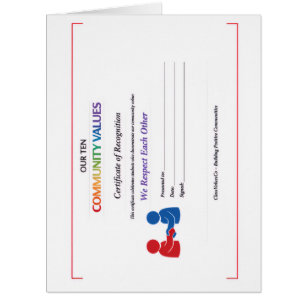 We Respect Each Other Certificate Award