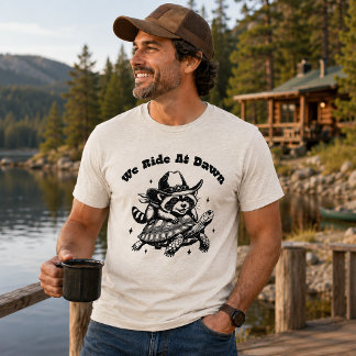 We Ride At Dawn Funny Racoon Tri-Blend Shirt