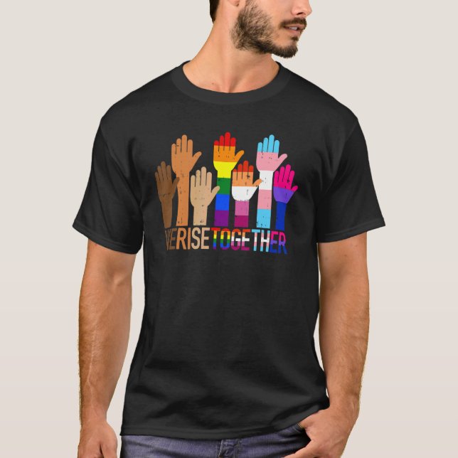 We Rise Together LGBT Lesbian Gay Bisexual Pride M T-Shirt (Front)