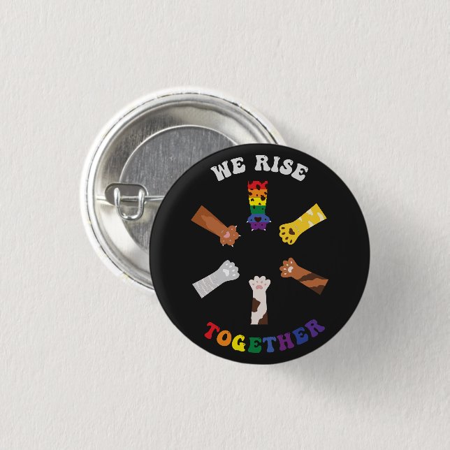 We Rise Together | Paw Print | Diversity | Unity 3 Cm Round Badge (Front & Back)