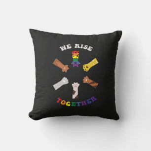 We Rise Together Paw Print Diversity Unity Cushion