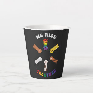 We Rise Together Paw Print Diversity Unity Latte Mug
