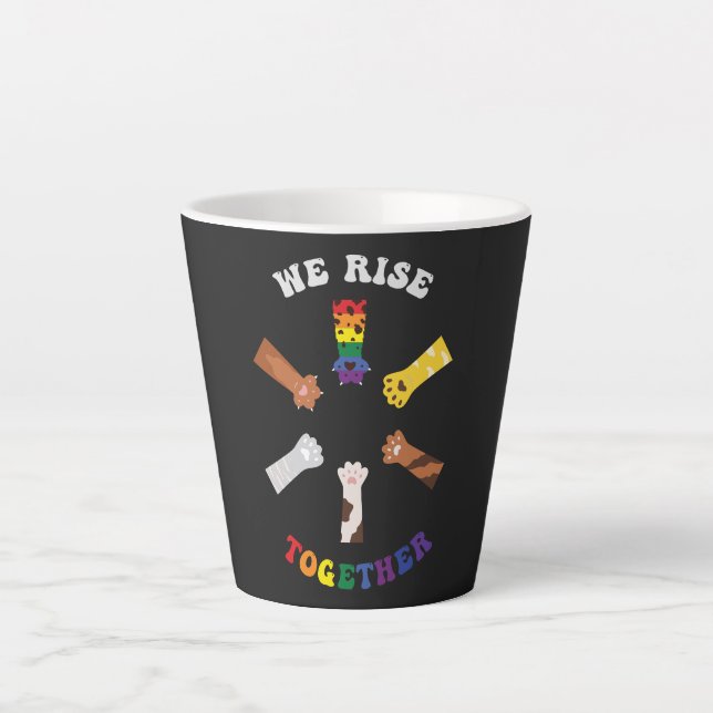 We Rise Together | Paw Print | Diversity | Unity Latte Mug (Front)
