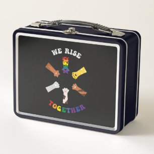 We Rise Together   Paw Print   Diversity   Unity Metal Lunch Box