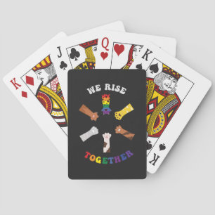 We Rise Together Paw Print Diversity Unity Playing Cards