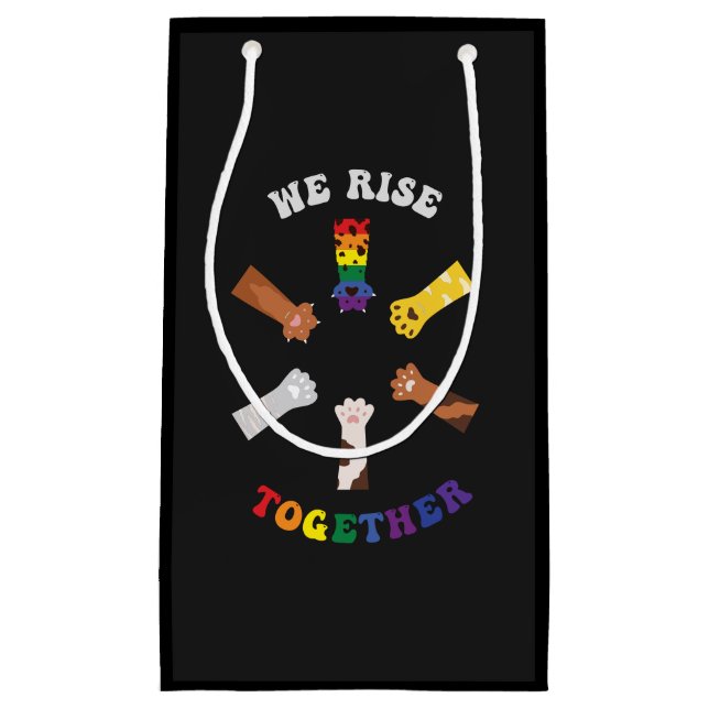 We Rise Together | Paw Print | Diversity | Unity Small Gift Bag (Front)