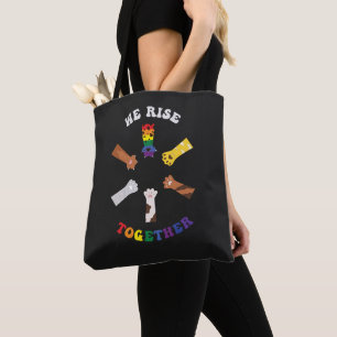 We Rise Together Paw Print Diversity Unity Tote Bag